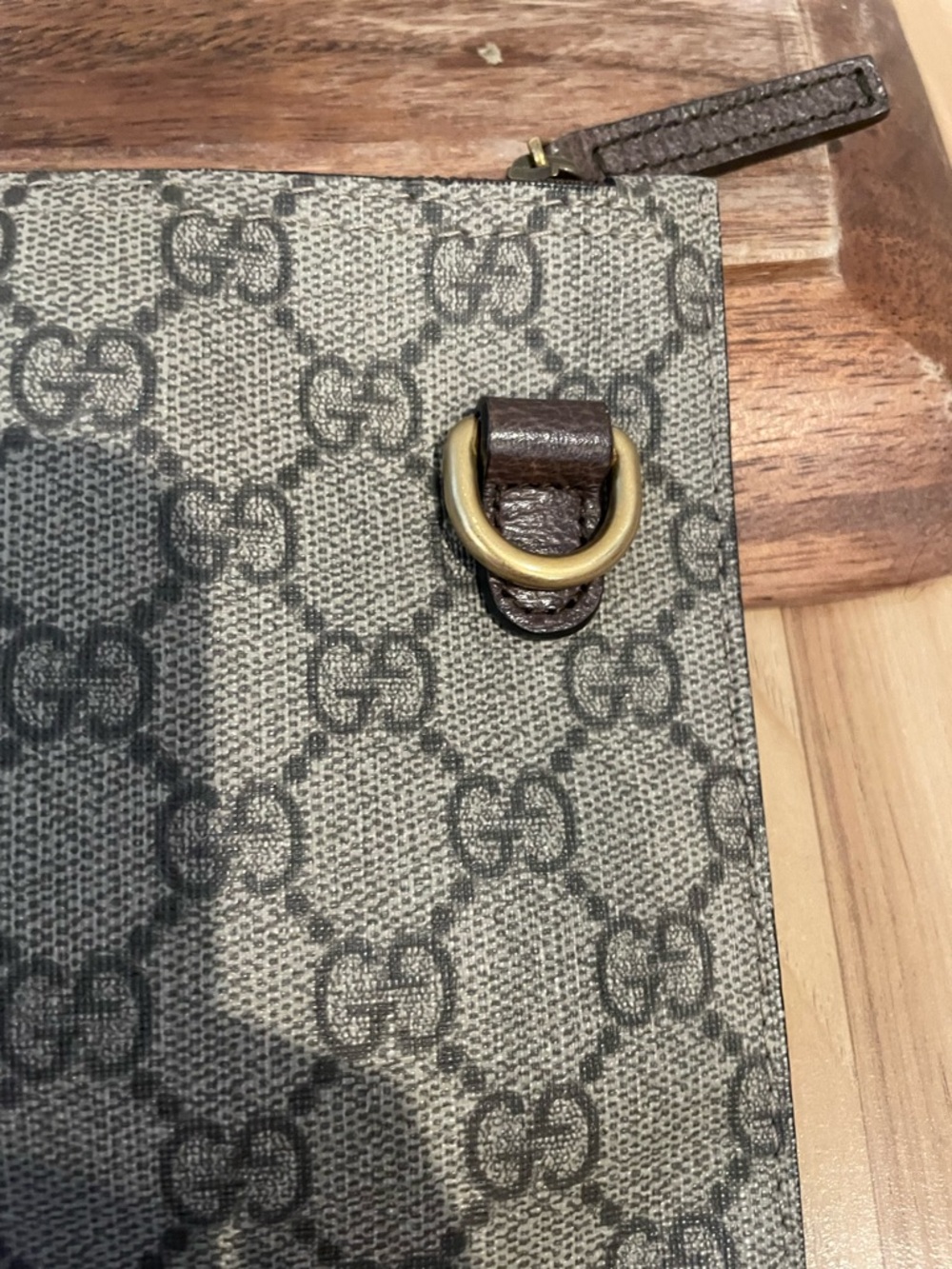 Gucci Beige and Brown GG Canvas Pouch with Gold Ring. NWOT Grab her! - Picture 6 of 6